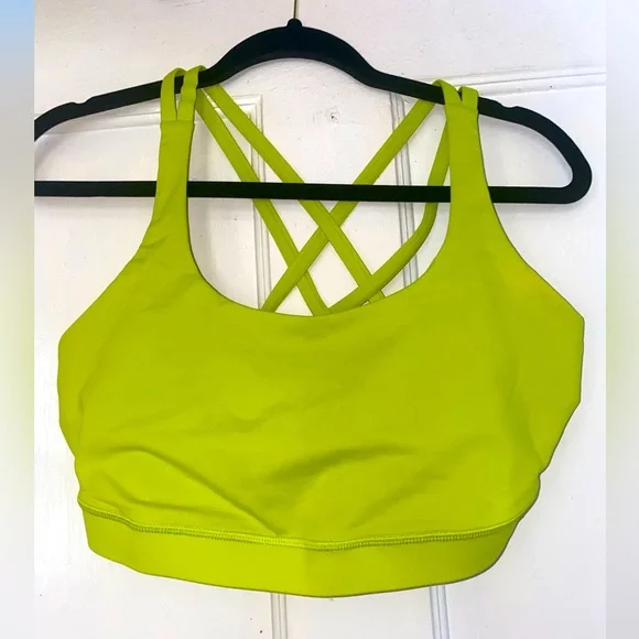 Lime Green Strappy Sports Bra - Picture 1 of 3